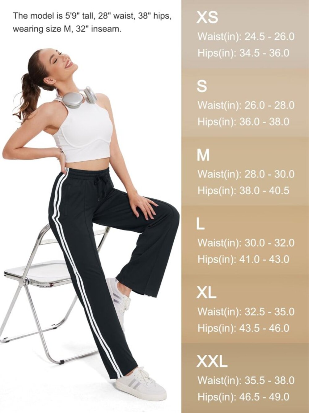 Women's 28/30/32/34/36 Inseam Track Pants Loose Straight Leg Jogging Sweatpants - Picture 7 of 9
